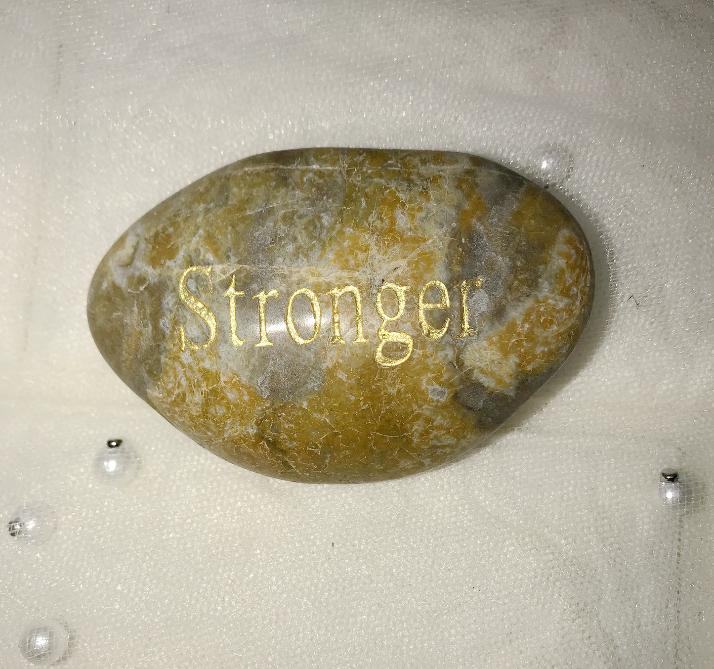 Etched Inspirational River Rock Stronger