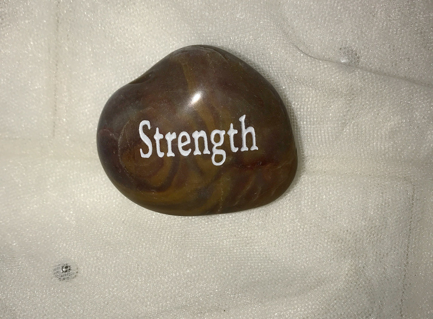 Etched Inspirational River Rock Strength