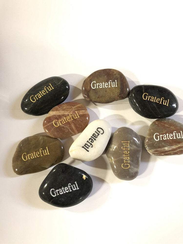 Etched Inspirational River Rock Grateful