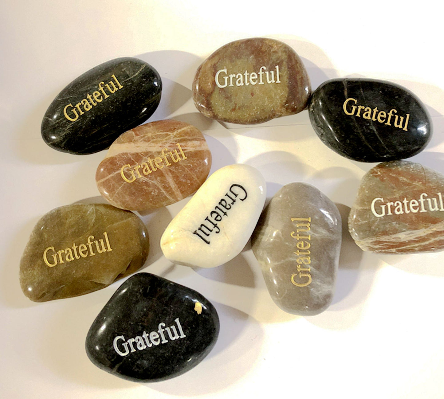 Etched Inspirational River Rock Grateful