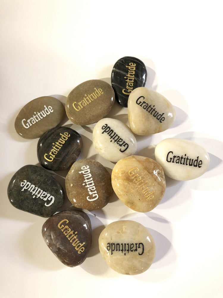 Etched Inspirational River Rock Gratitude