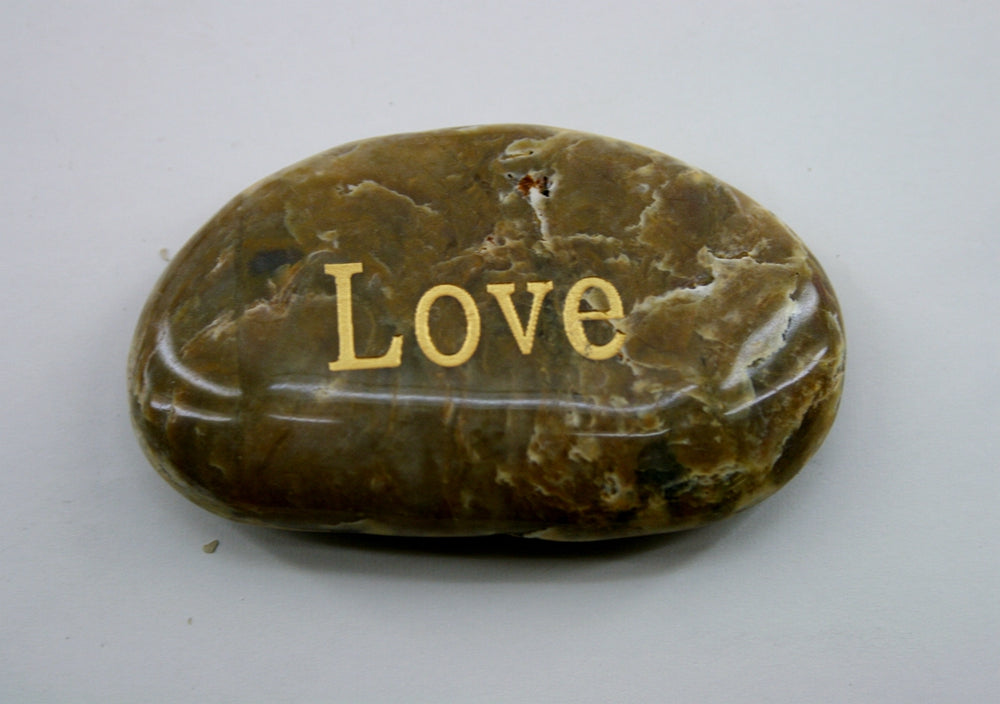 Etched Inspirational River Rock Love