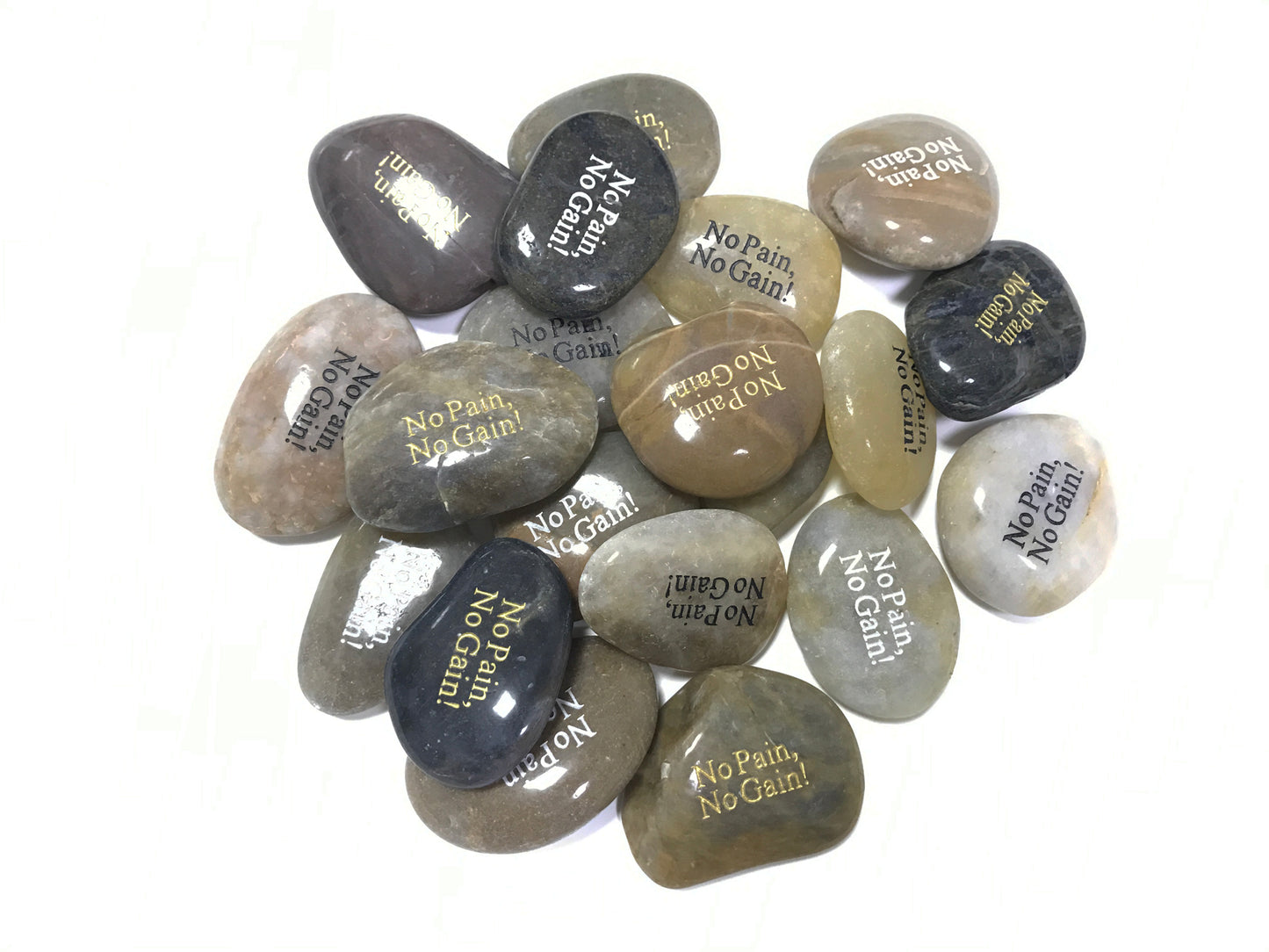 Etched Inspirational River Rock No Pain No Gain