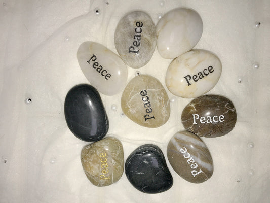 Etched Inspirational River Rock Peace