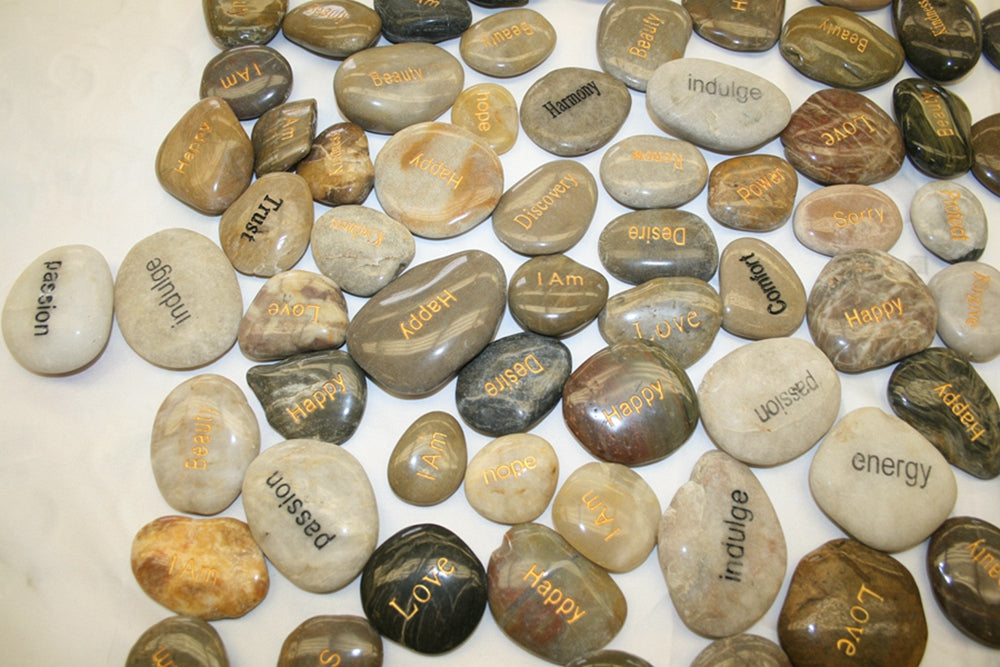 Etched Inspirational River Rock Love