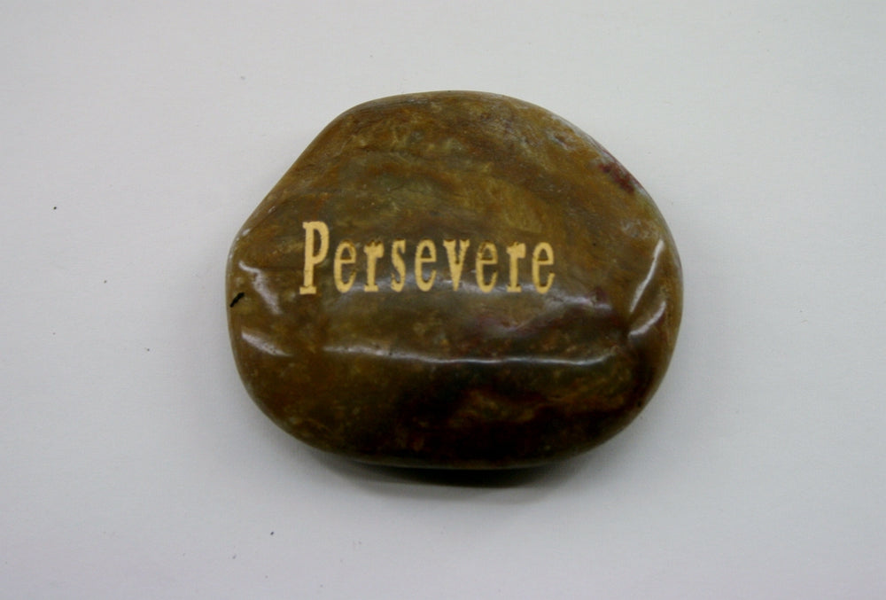 Etched Inspirational River Rock Persevere