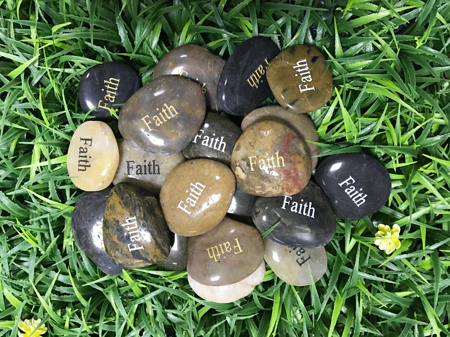 Etched Inspirational River Rock Faith