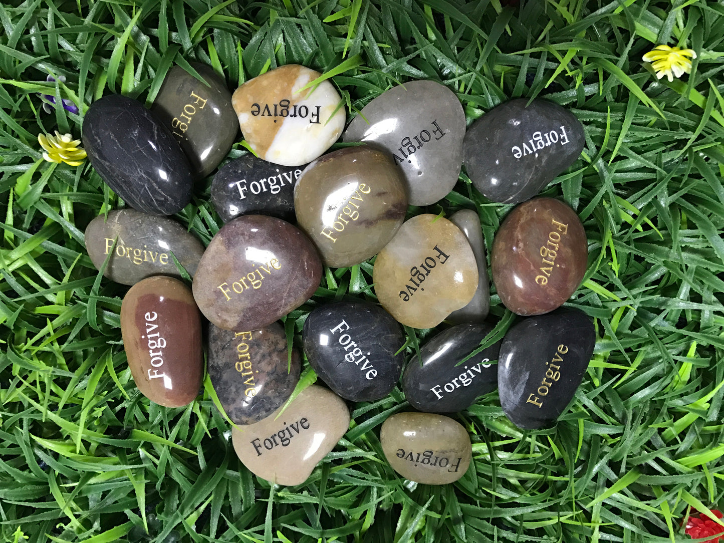 Etched Inspirational River Rock Forgive