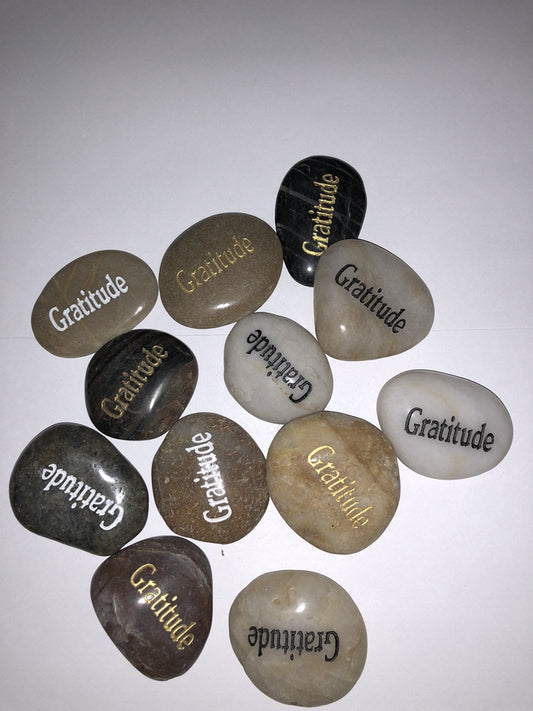 Etched Inspirational River Rock Gratitude