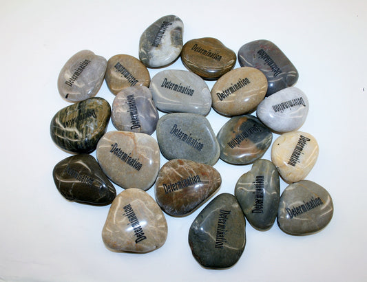 Etched Inspirational River Rock Determination