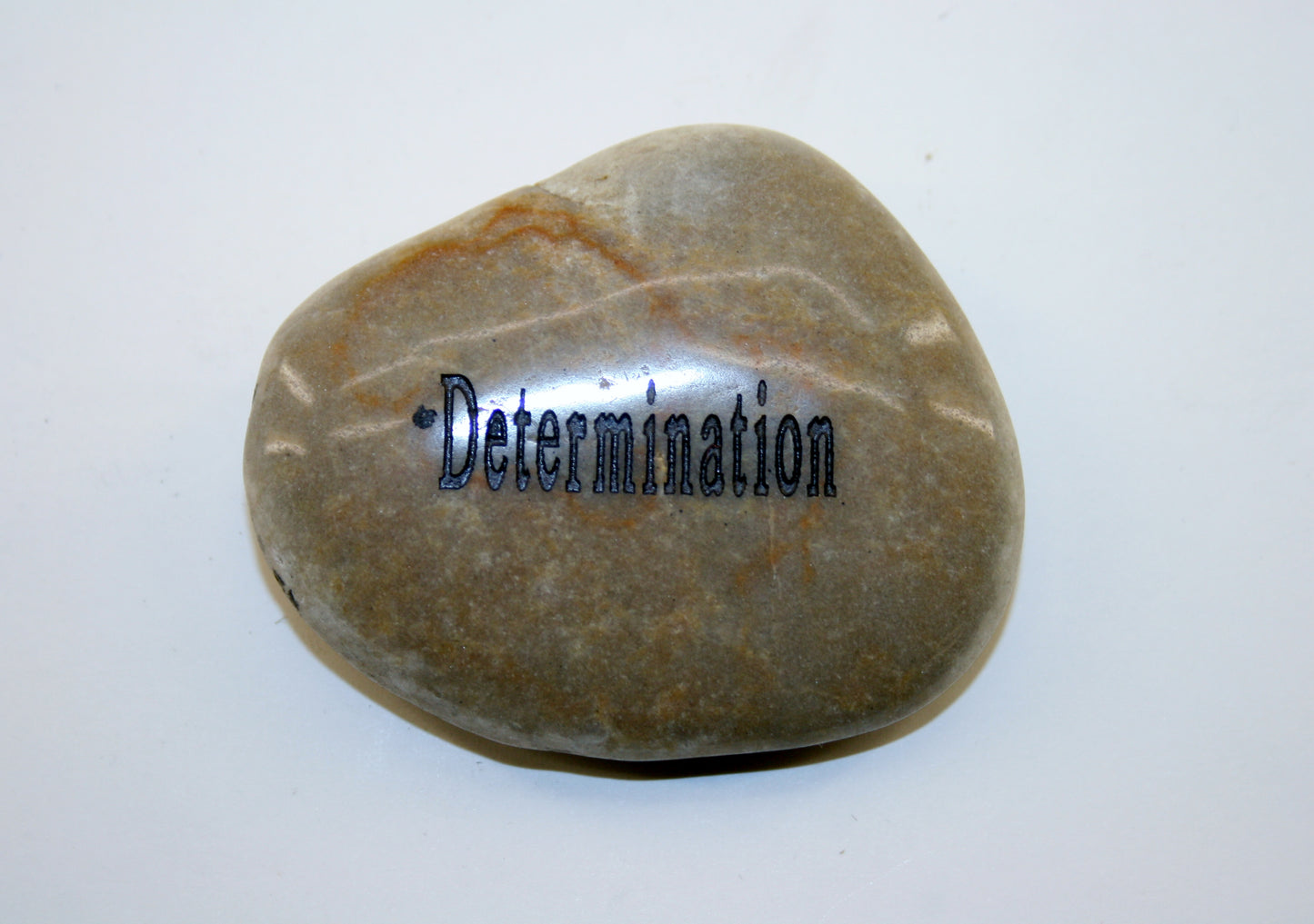 Etched Inspirational River Rock Determination