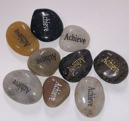 Etched Inspirational River Rock Achieve