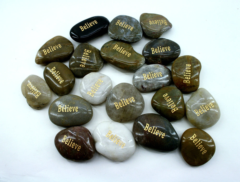 Etched Inspirational River Rock Believe