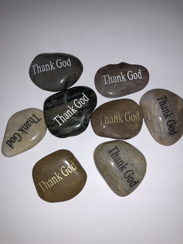 Etched Inspirational River Rock Thank God