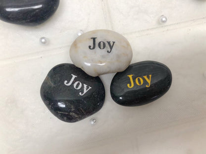 Etched Inspirational River Rock Joy