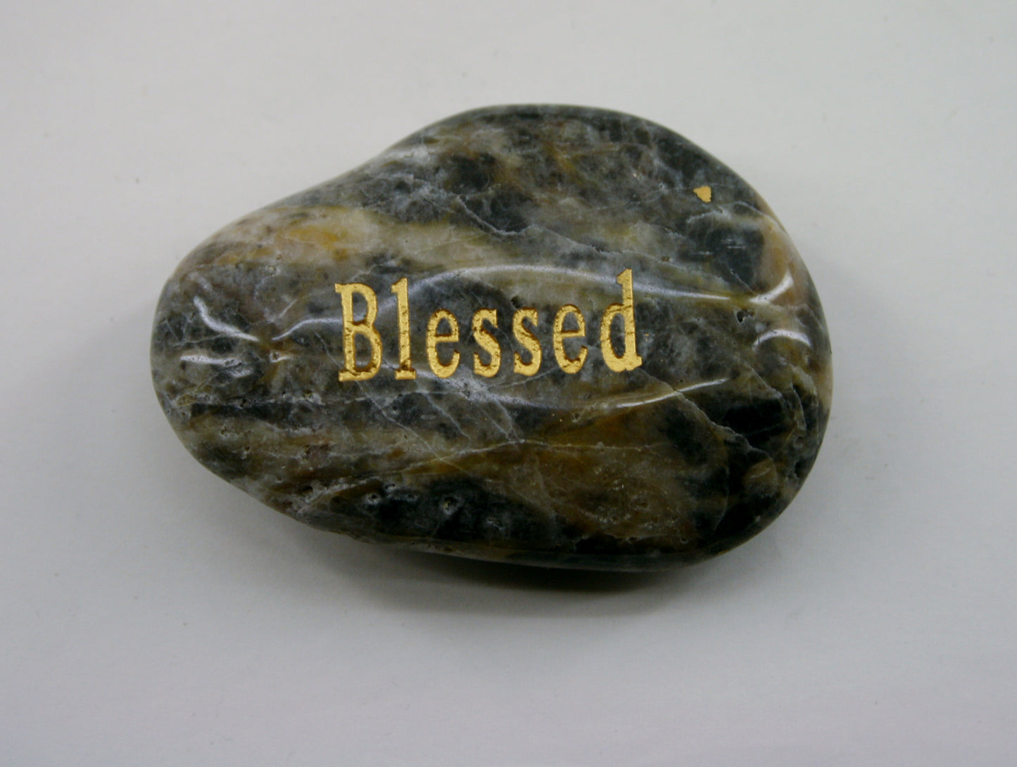 Etched Inspirational River Rock Blessed