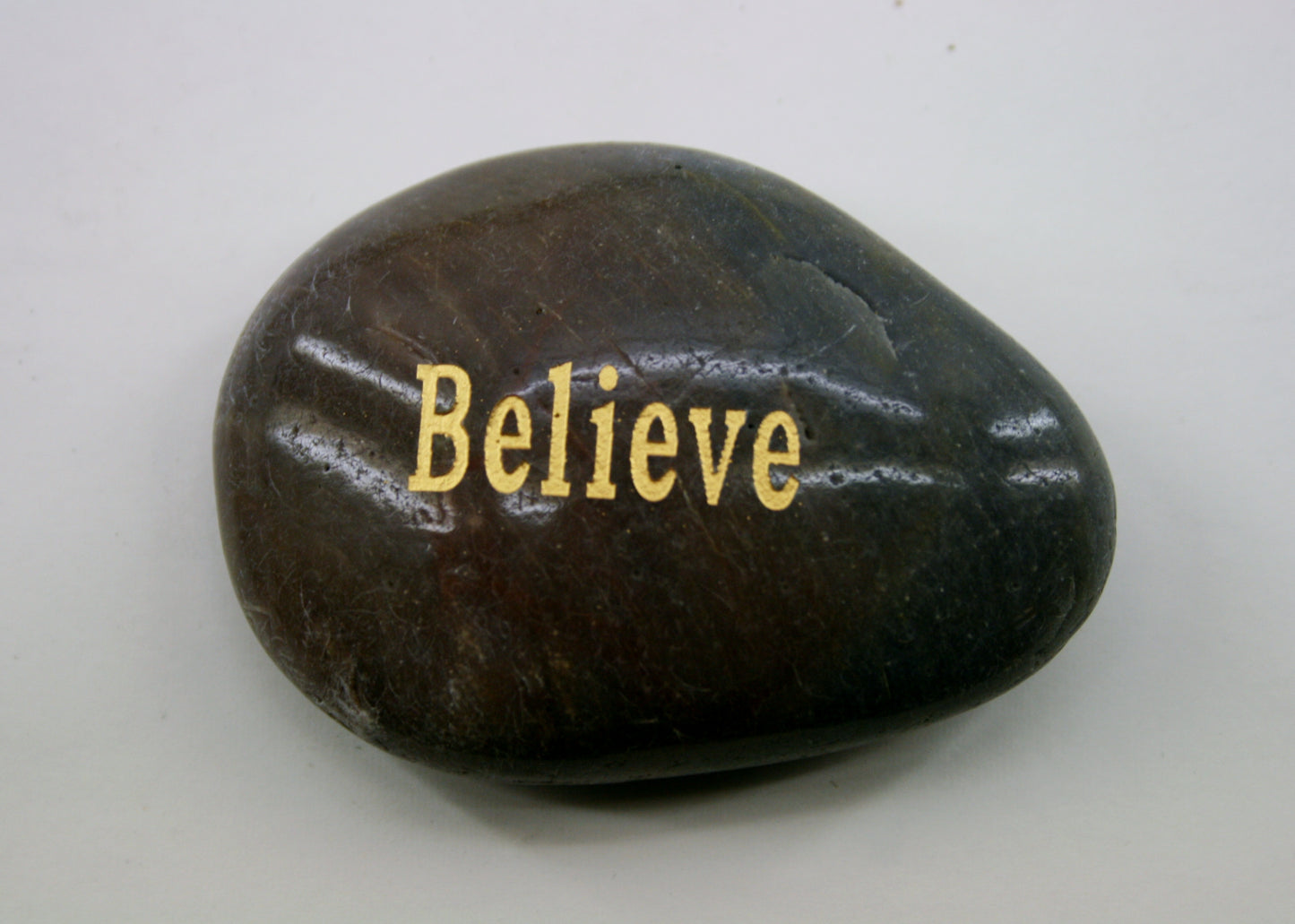 Etched Inspirational River Rock Believe