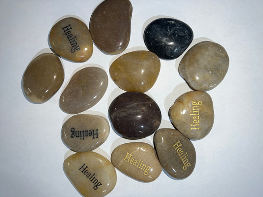 Etched Inspirational River Rock Healing