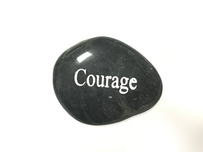 Etched Inspirational River Rock Courage