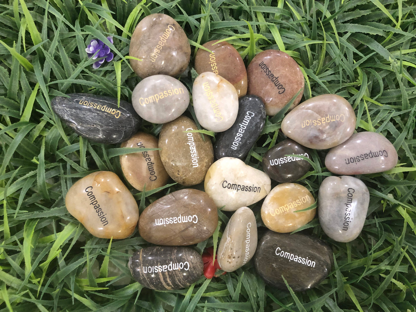 Etched Inspirational River Rock Compassion