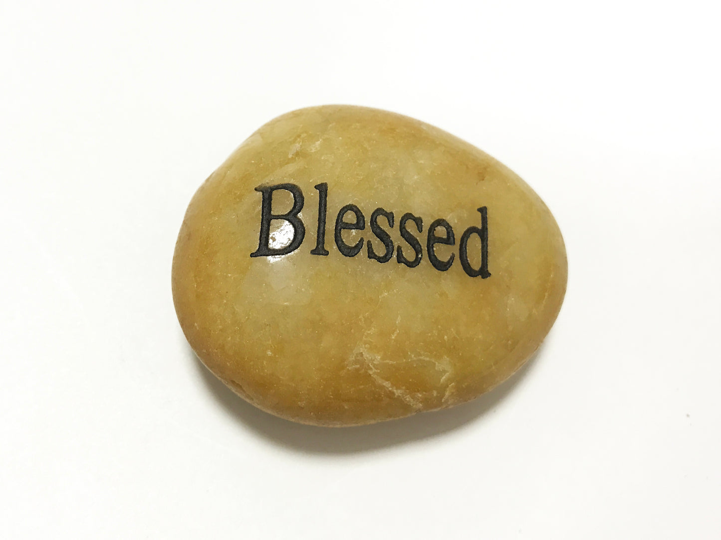 Etched Inspirational River Rock Blessed