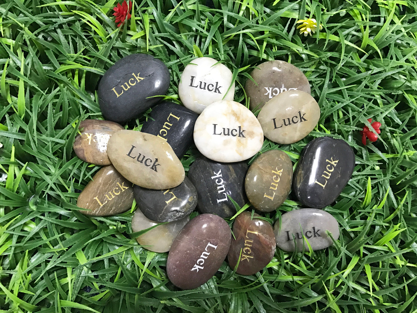 Etched Inspirational River Rock Luck