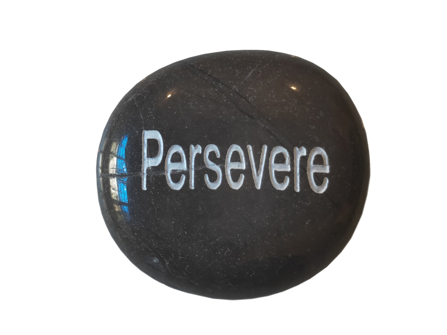 Etched Inspirational River Rock Persevere