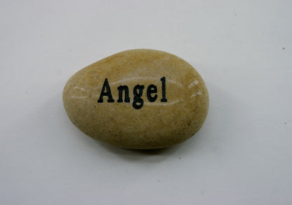 Etched Inspirational River Rock Angel