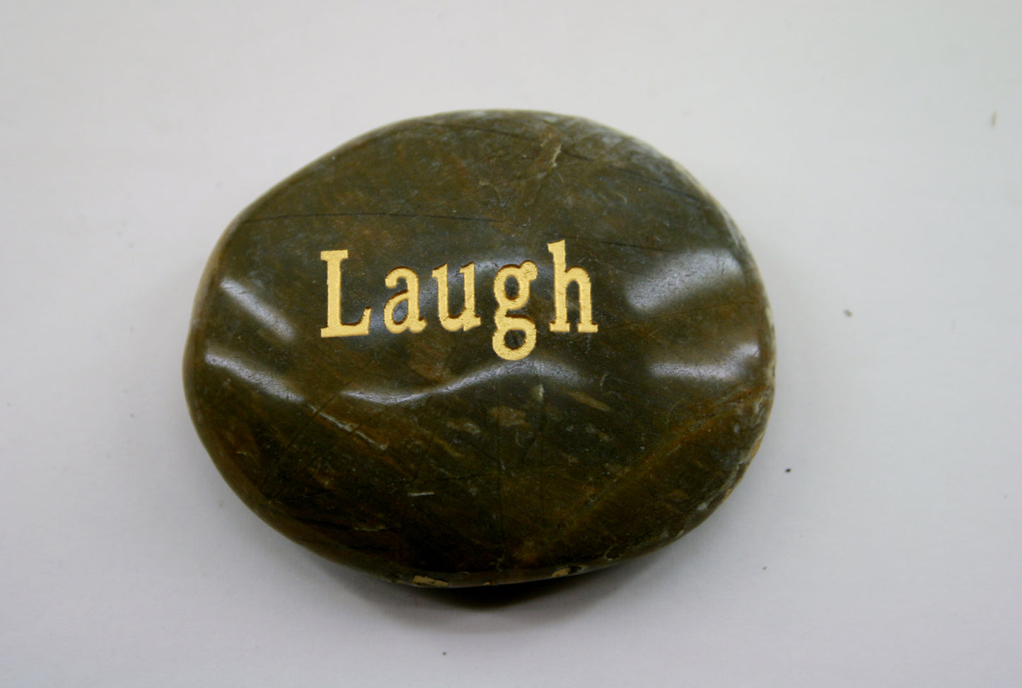 Etched Inspirational River Rock Laugh