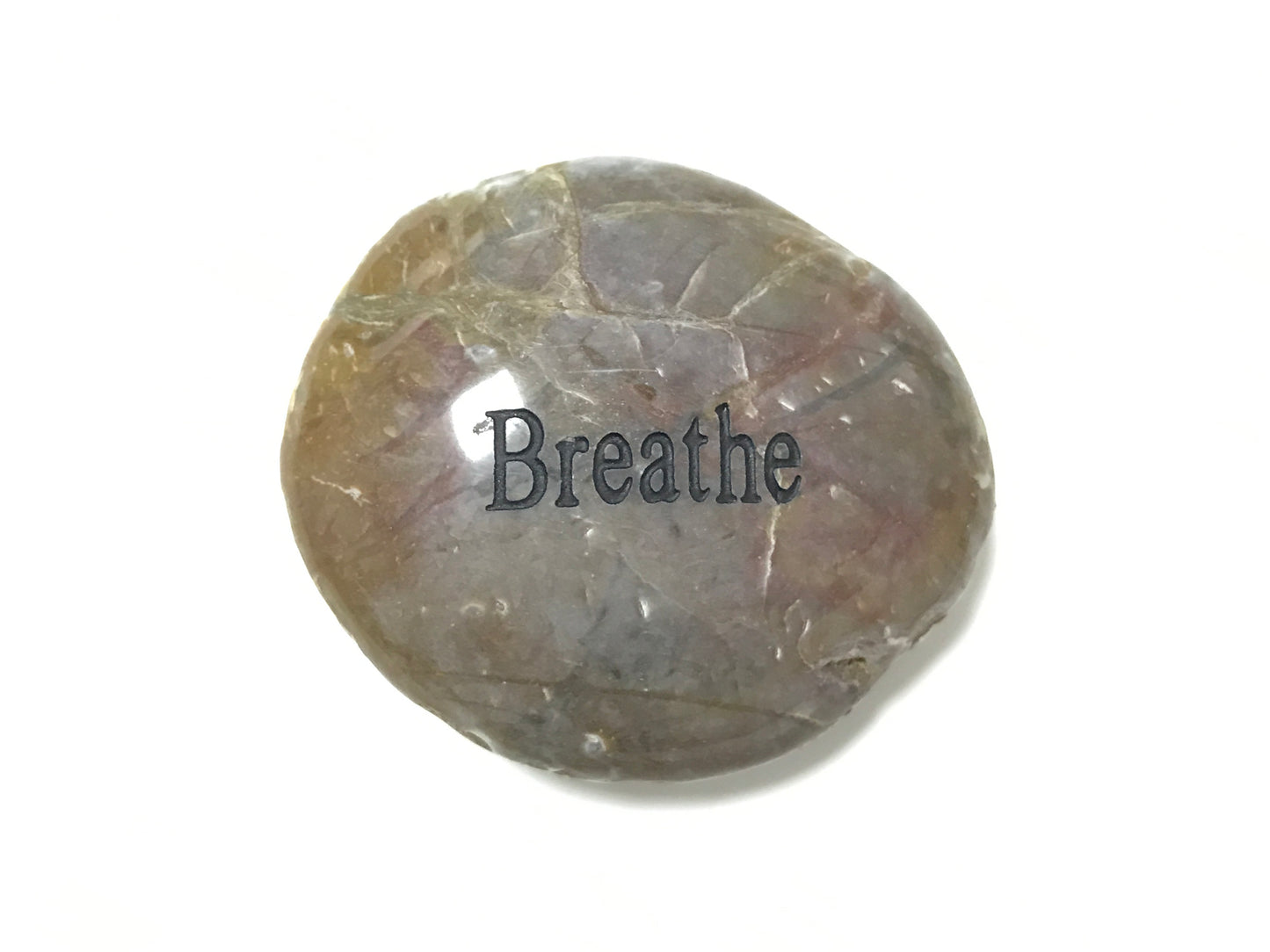 Etched Inspirational River Rock Breathe