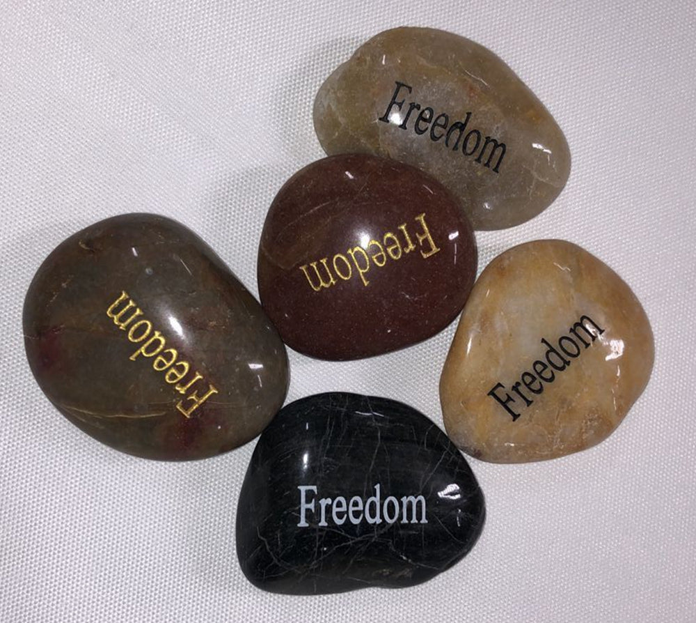 Etched Inspirational River Rock Freedom