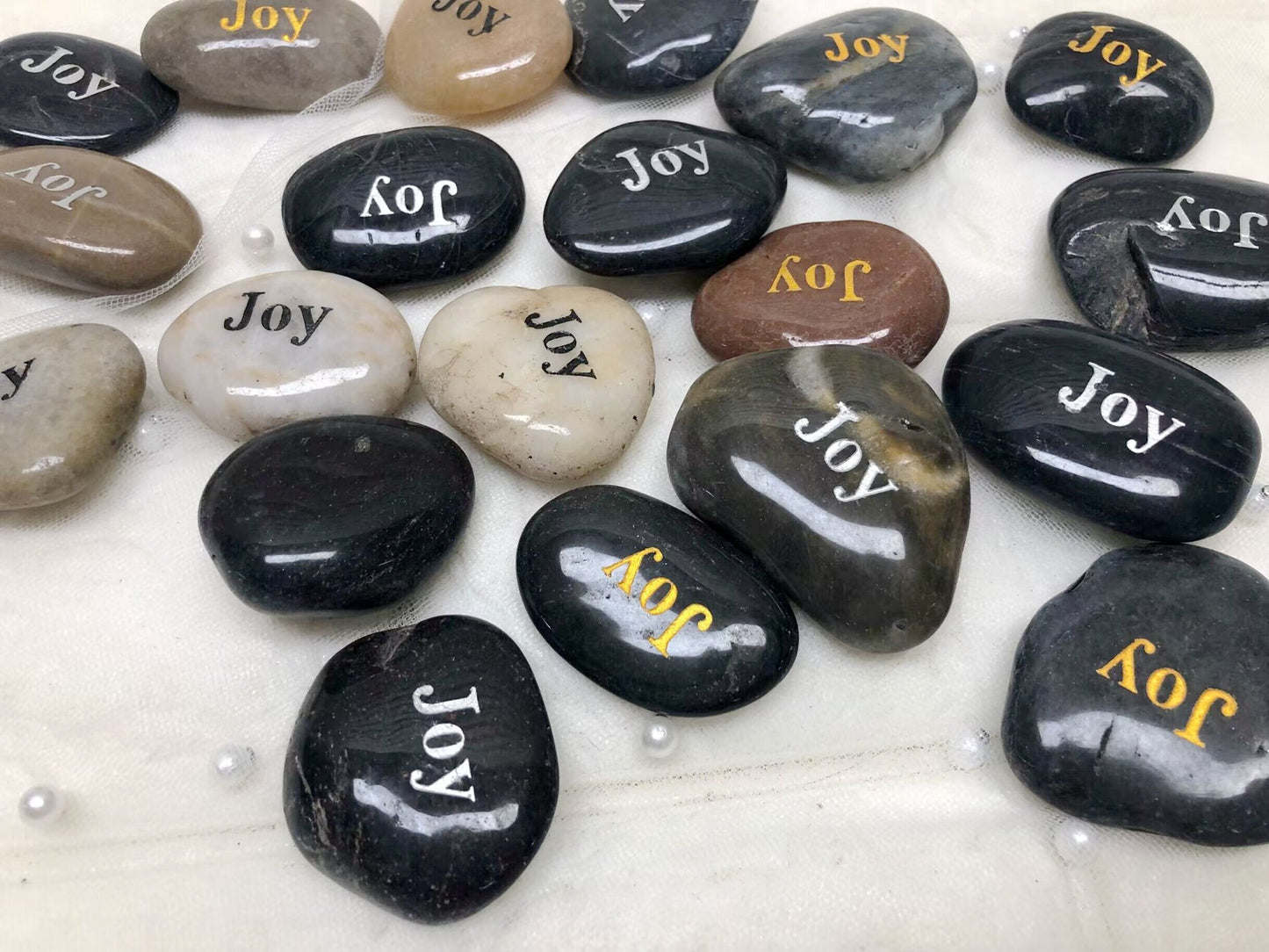 Etched Inspirational River Rock Joy