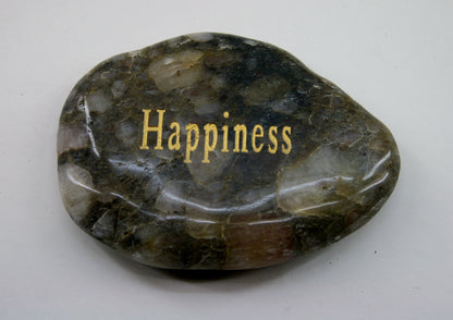 Etched Inspirational River Rock Happiness