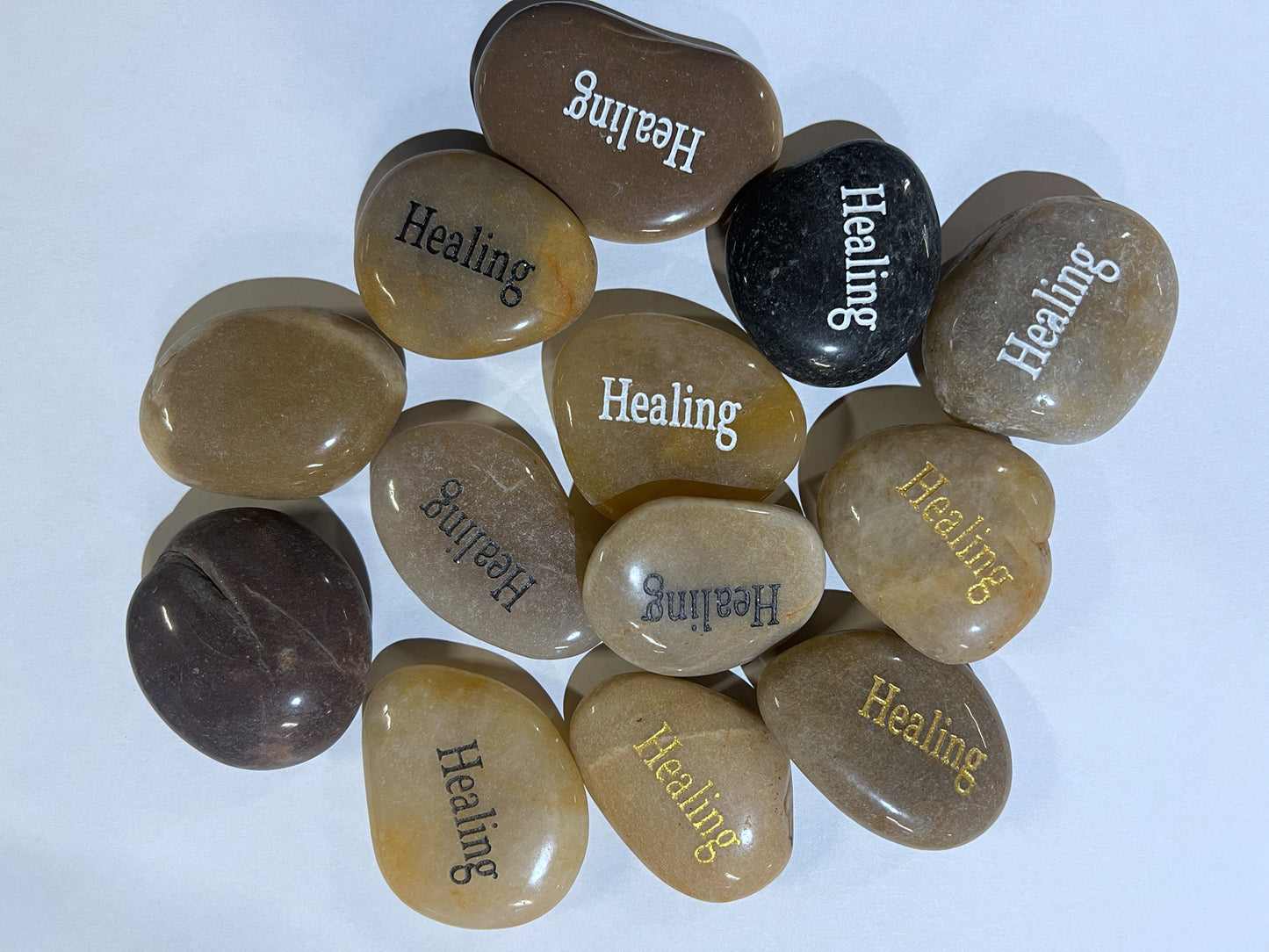 Etched Inspirational River Rock Healing