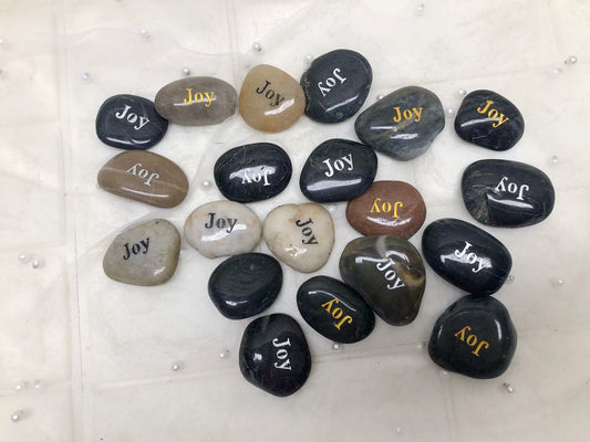 Etched Inspirational River Rock Joy