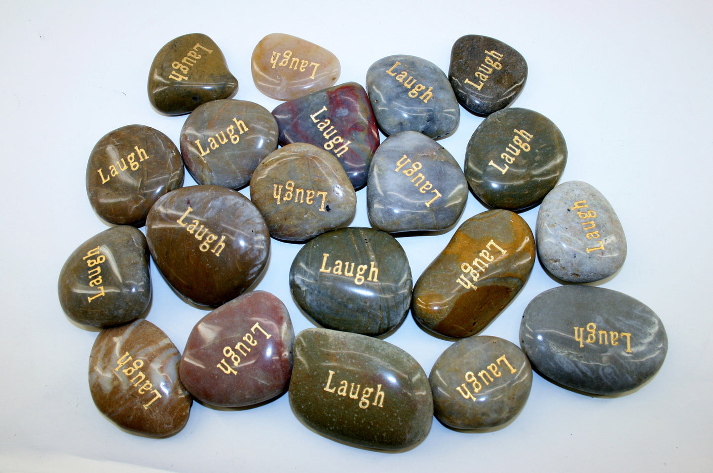 Etched Inspirational River Rock Laugh