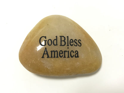 Etched Inspirational River Rock God Bless America