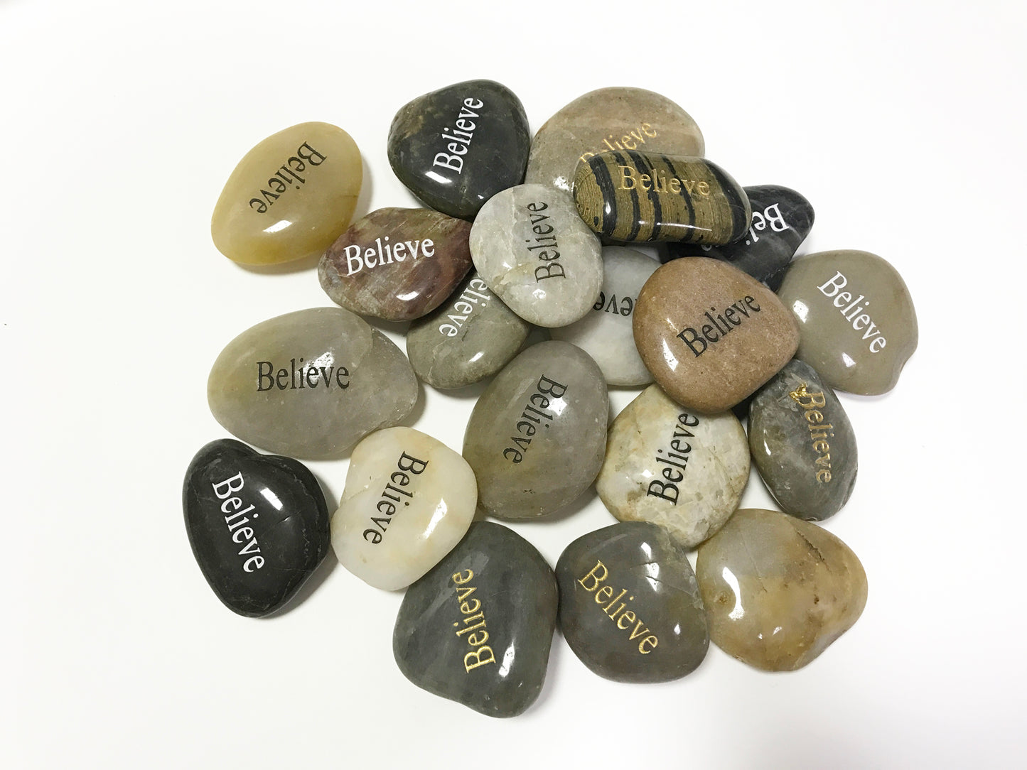 Etched Inspirational River Rock Believe