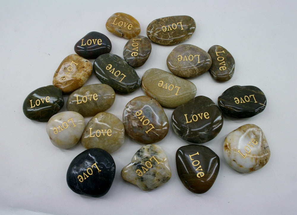 Etched Inspirational River Rock Love