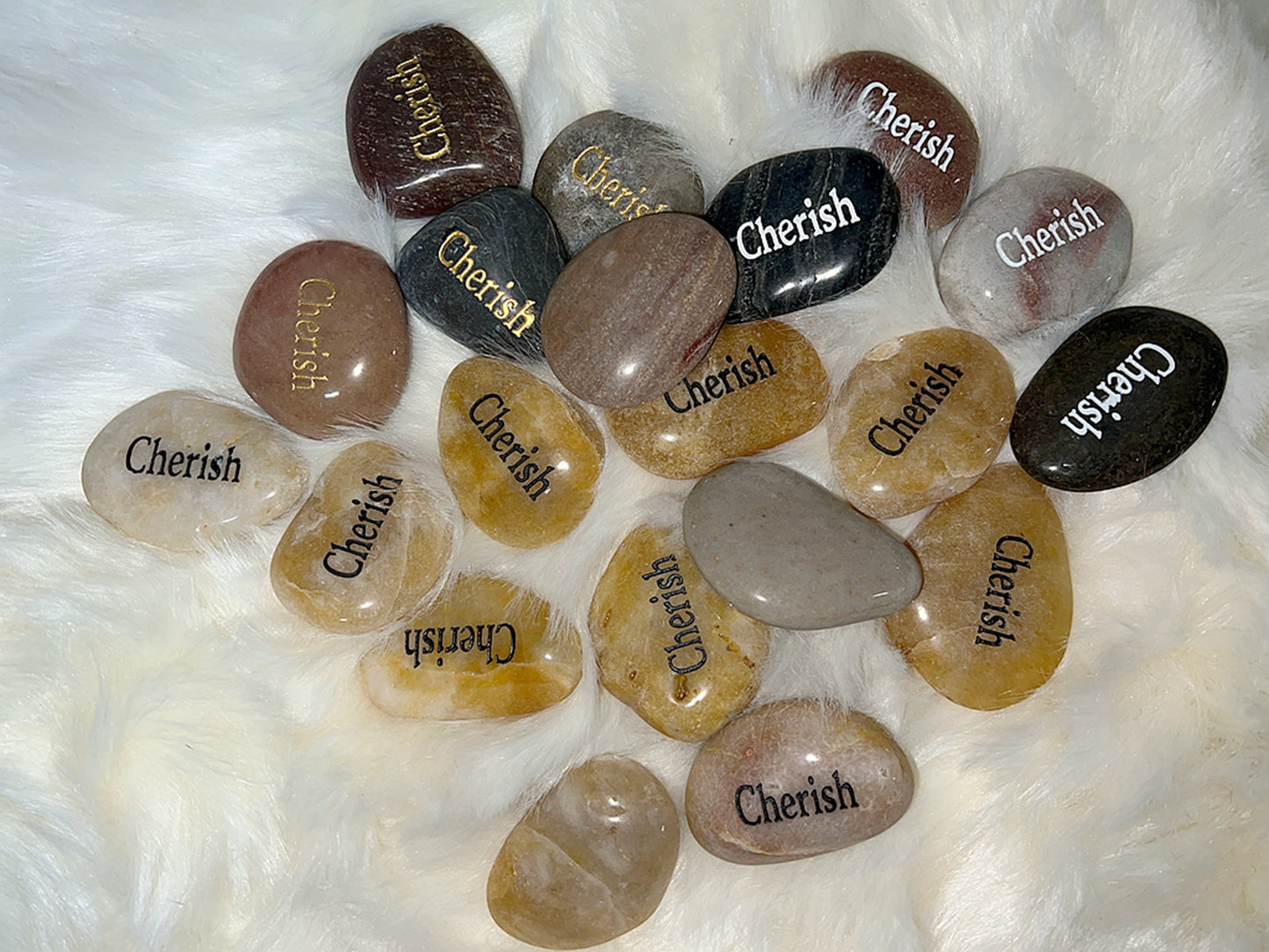 Etched Inspirational River Rock Cherish