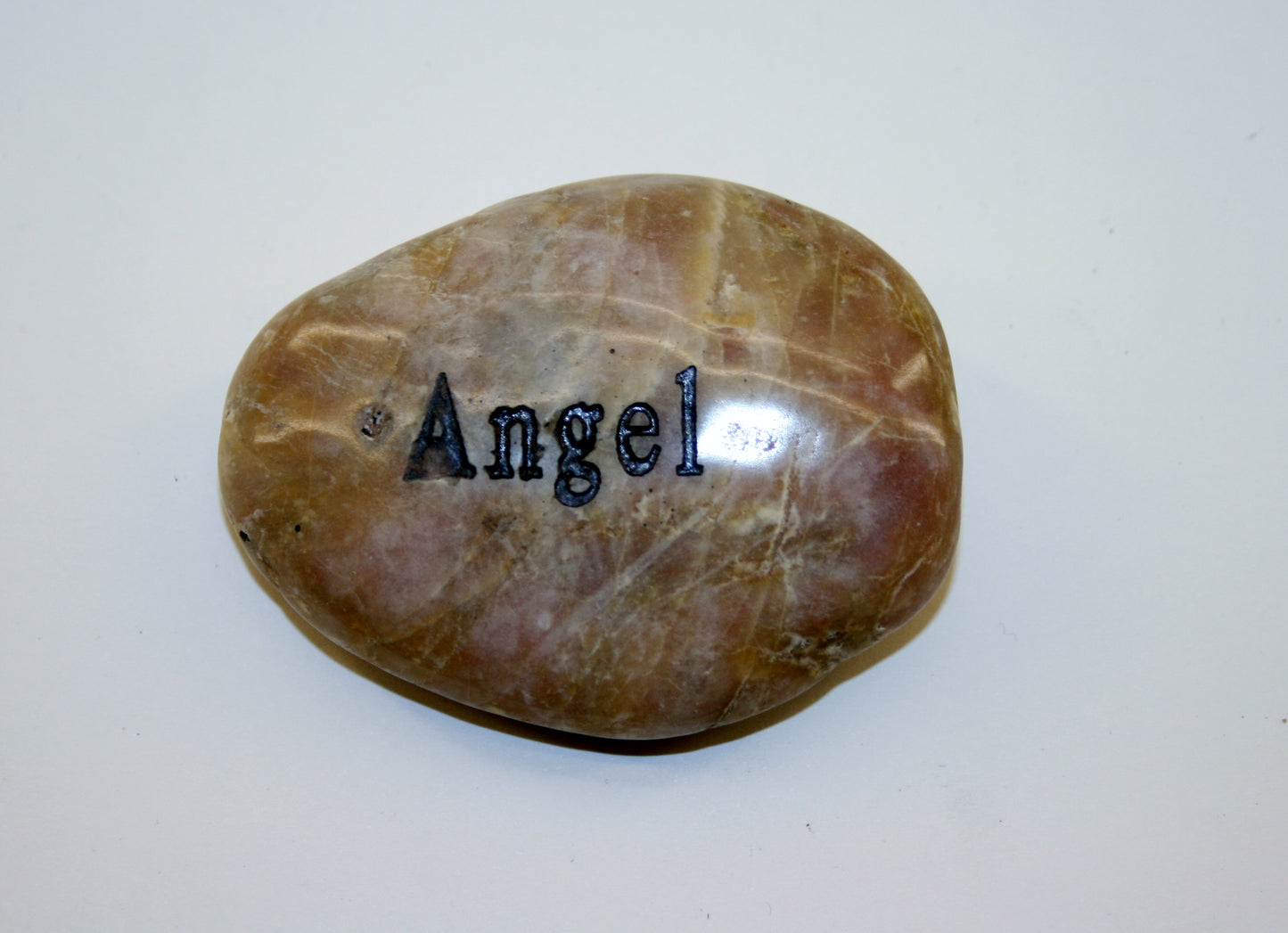 Etched Inspirational River Rock Angel