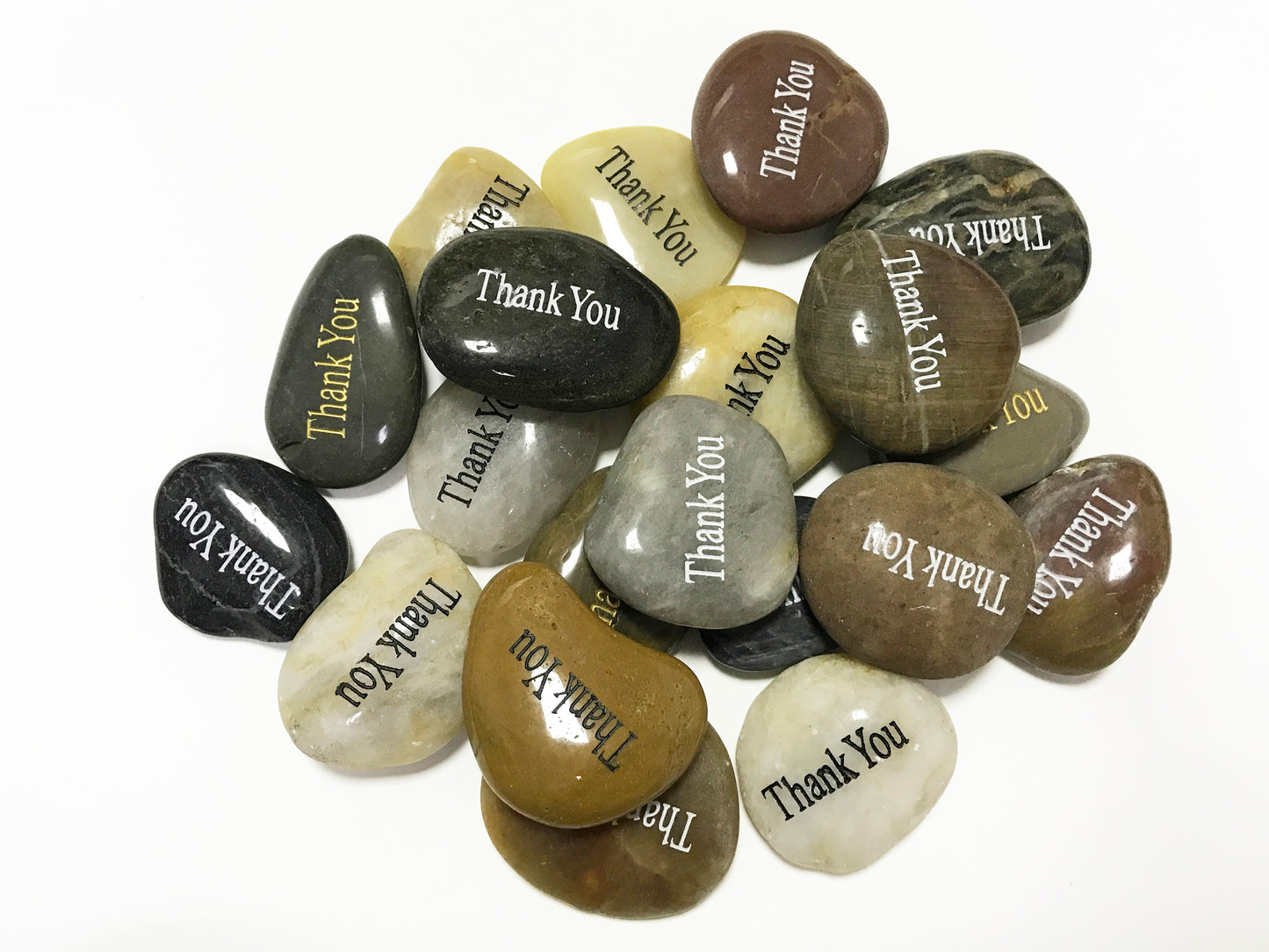 Etched Inspirational River Rock Thank You